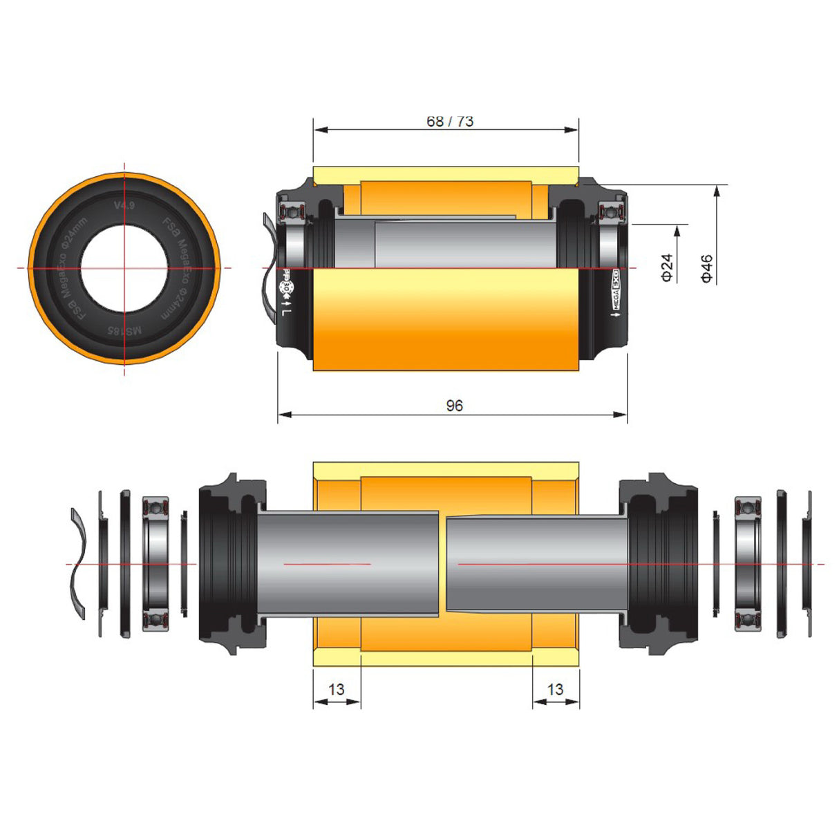 Movimento Centrale FSA MegaExo 68mm - PF30 - O