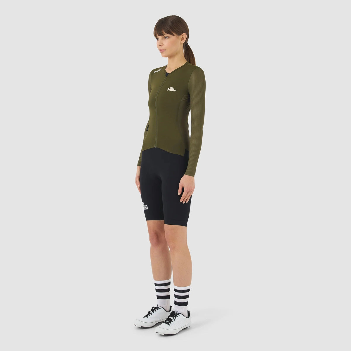 Maglia donna maniche lunghe Cafe du Cycliste Roxane - Verde - N