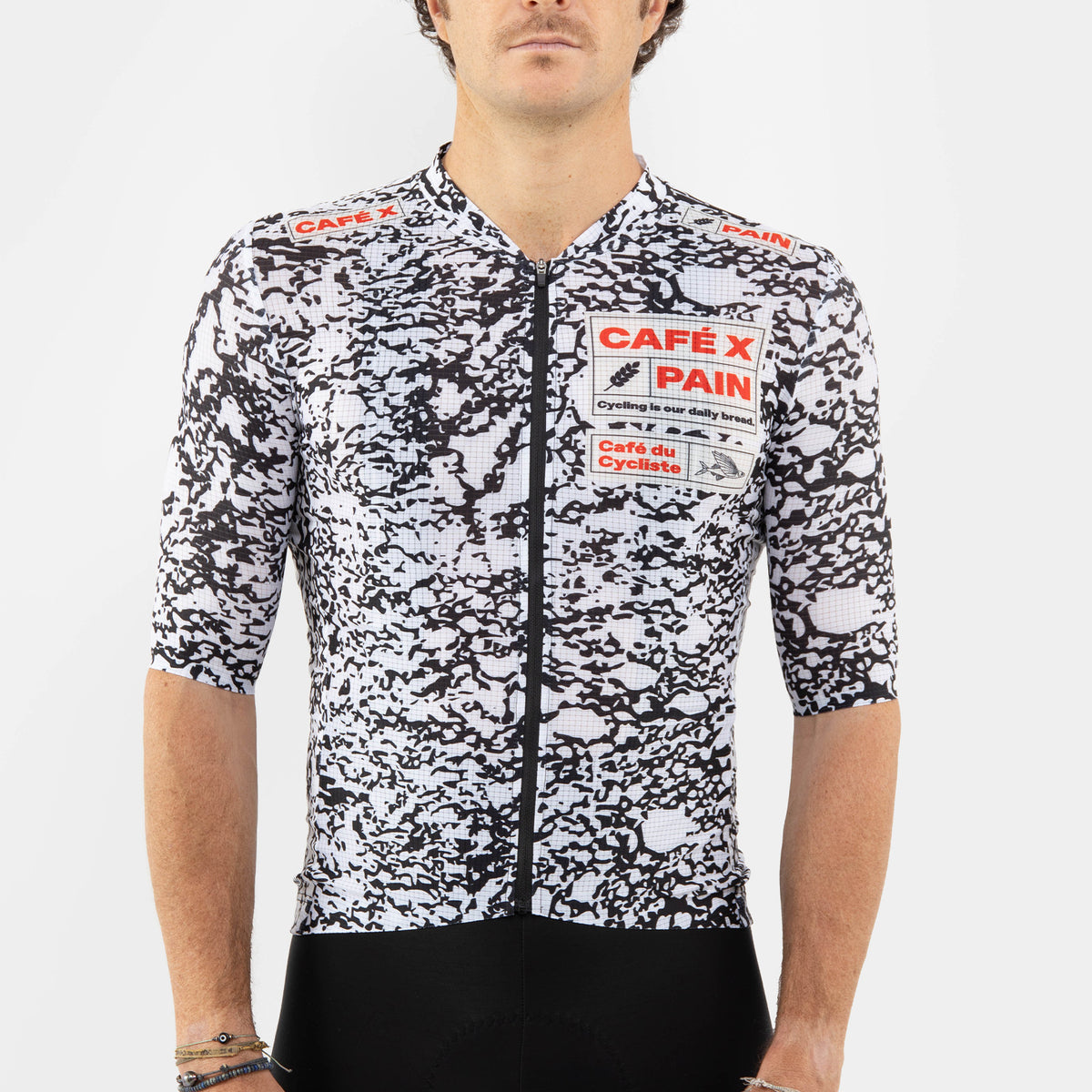 Maglia Cafe du Cycliste Ultralight Angeline Pain - Nero bianco