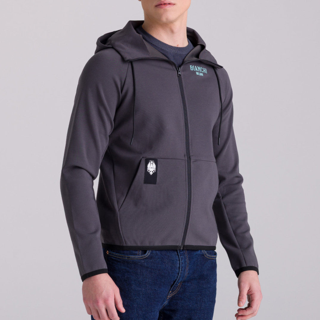 Felpa con cappuccio Bianchi Milano Fan - Grigio Santini