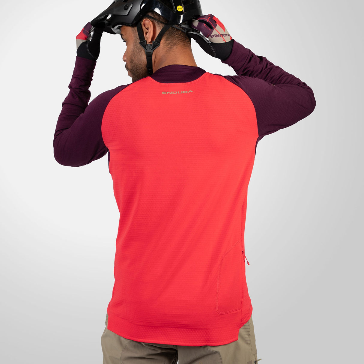 Maglia maniche lunghe Endura Singletrack Fleece - Rosso viola - L