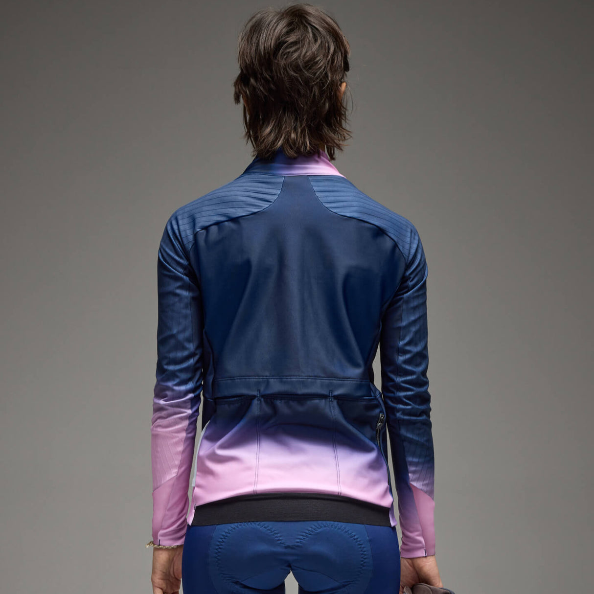 Maglia donna maniche lunghe Q36.5 Gregarius Hybrid Collar Fade - Blu Q36.5