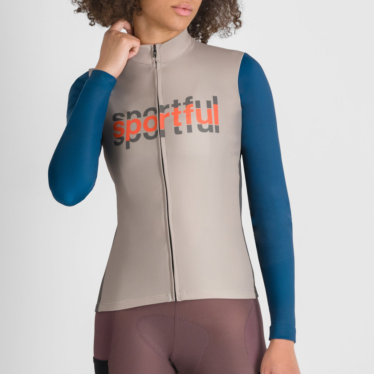 Maglia donna maniche lunghe Sportful Supergiara Logo - Beige Sportful
