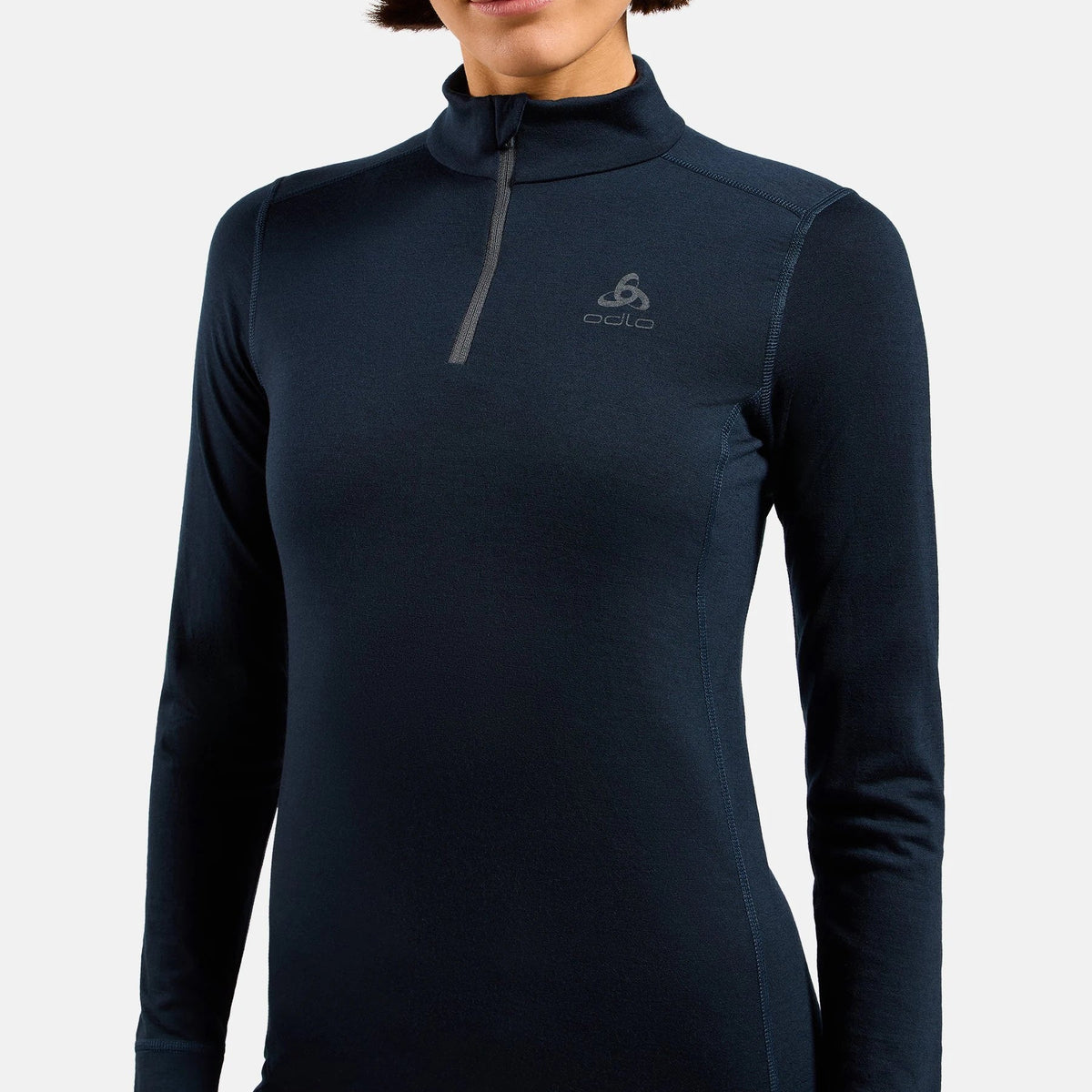 Maillot interior de mujer de manga larga Odlo Merino 200 Zip - Negro