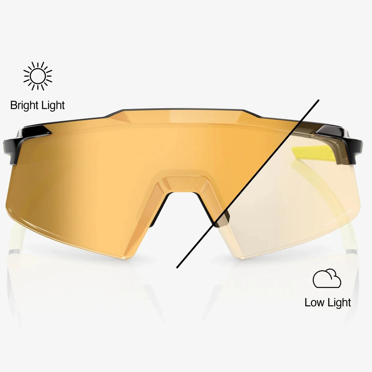 Gafas 100% Aerocraft - Gloss Metallic Black Gold Mirror Photochromic