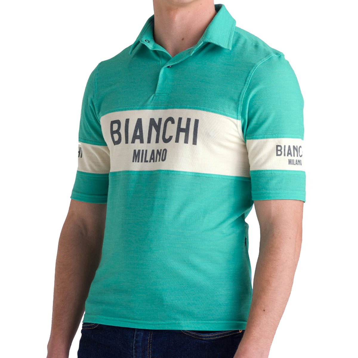 bianchi rennrad bekleidung Polo Bianchi Milano Retro - Himmelblau
