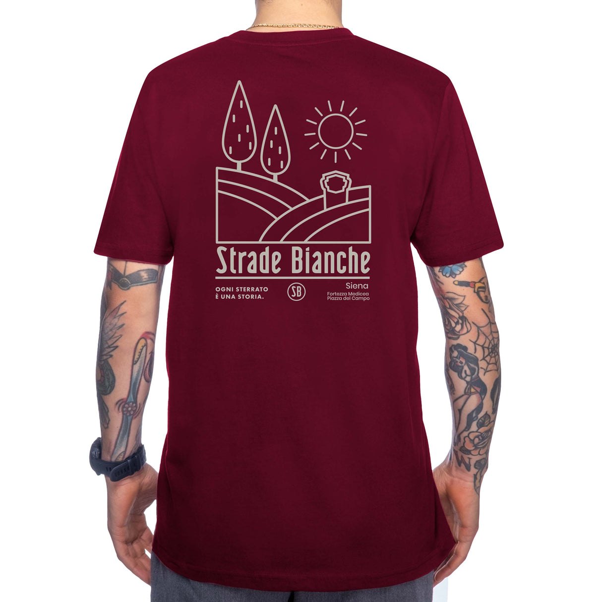 T-Shirt Strade Bianche Colline - Bordeaux Strade Bianche