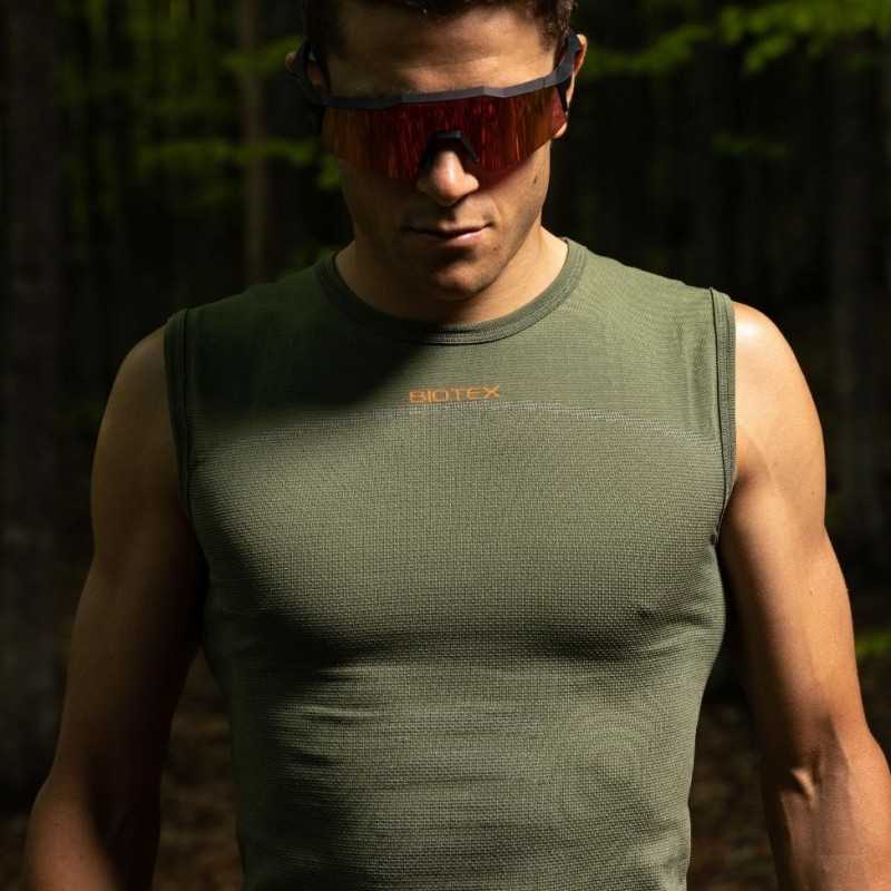 Maglia intima senza maniche Biotex + Carbon - Verde scuro - L