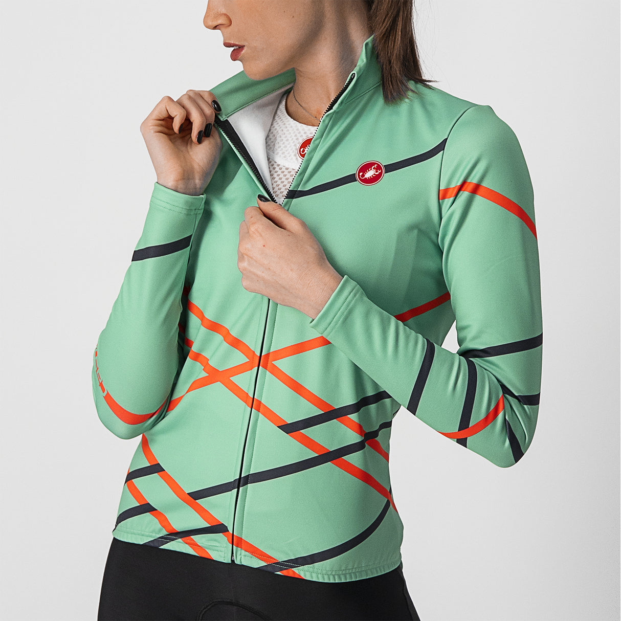 Maglia maniche lunghe donna Castelli Diagonal - Verde Acqua - L