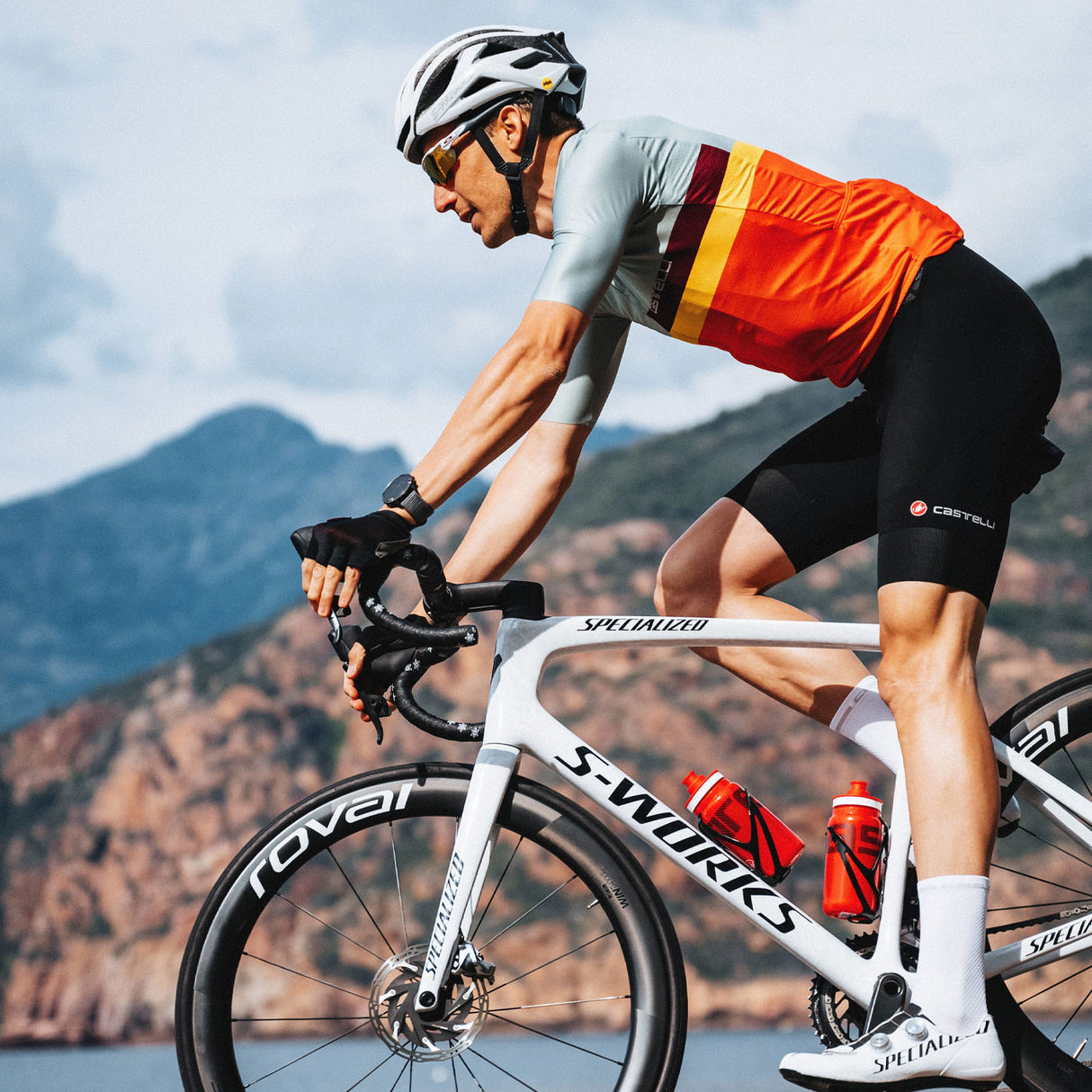 Maglia Castelli A Blocco - Verde arancio - B