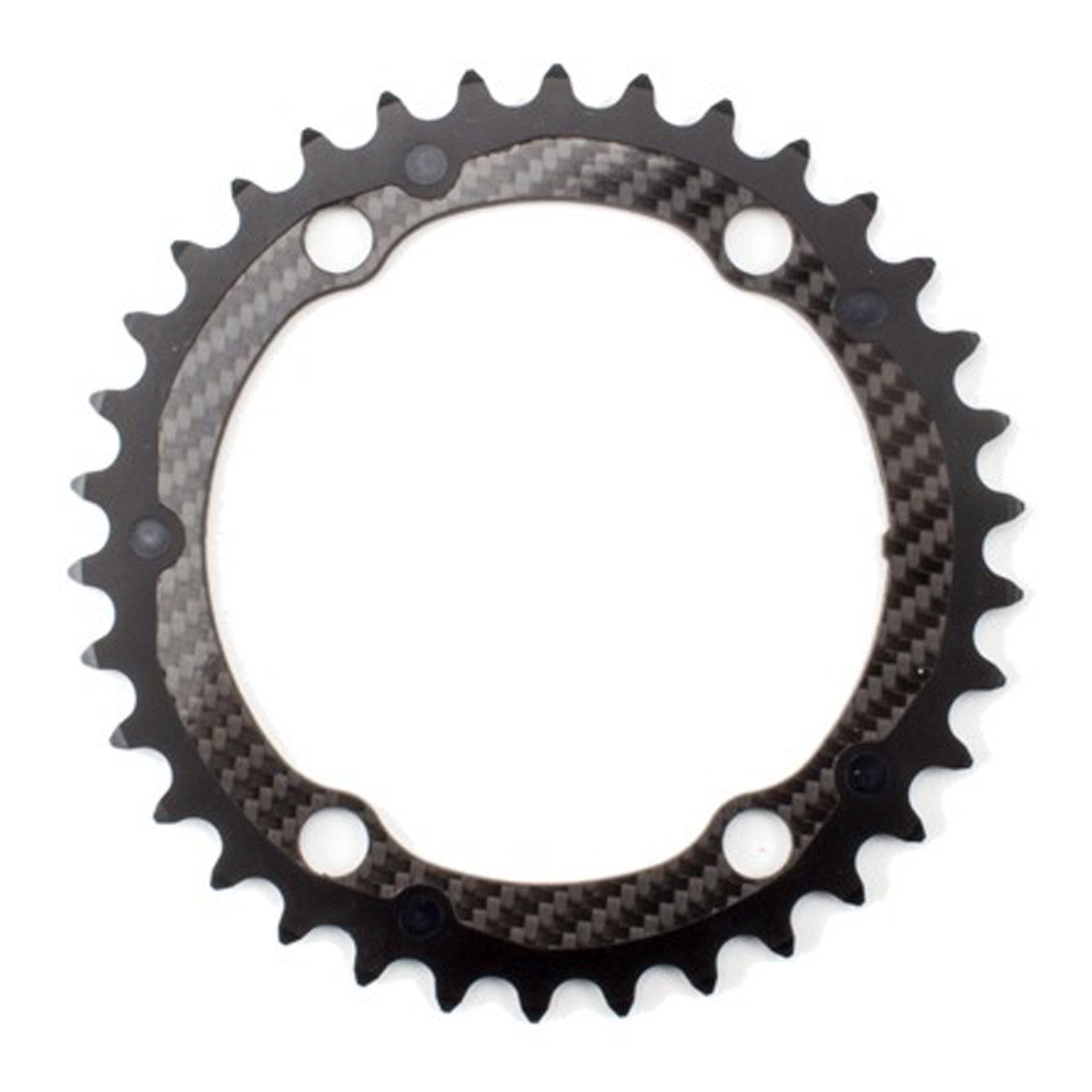 Corona Interna Carbon-Ti X-CarbonRing &ndash; BCD110 X 4 Bulloni &ndash; Strada, Nero &ndash; 34T, 36T, 39T &ndash; Made In Italy