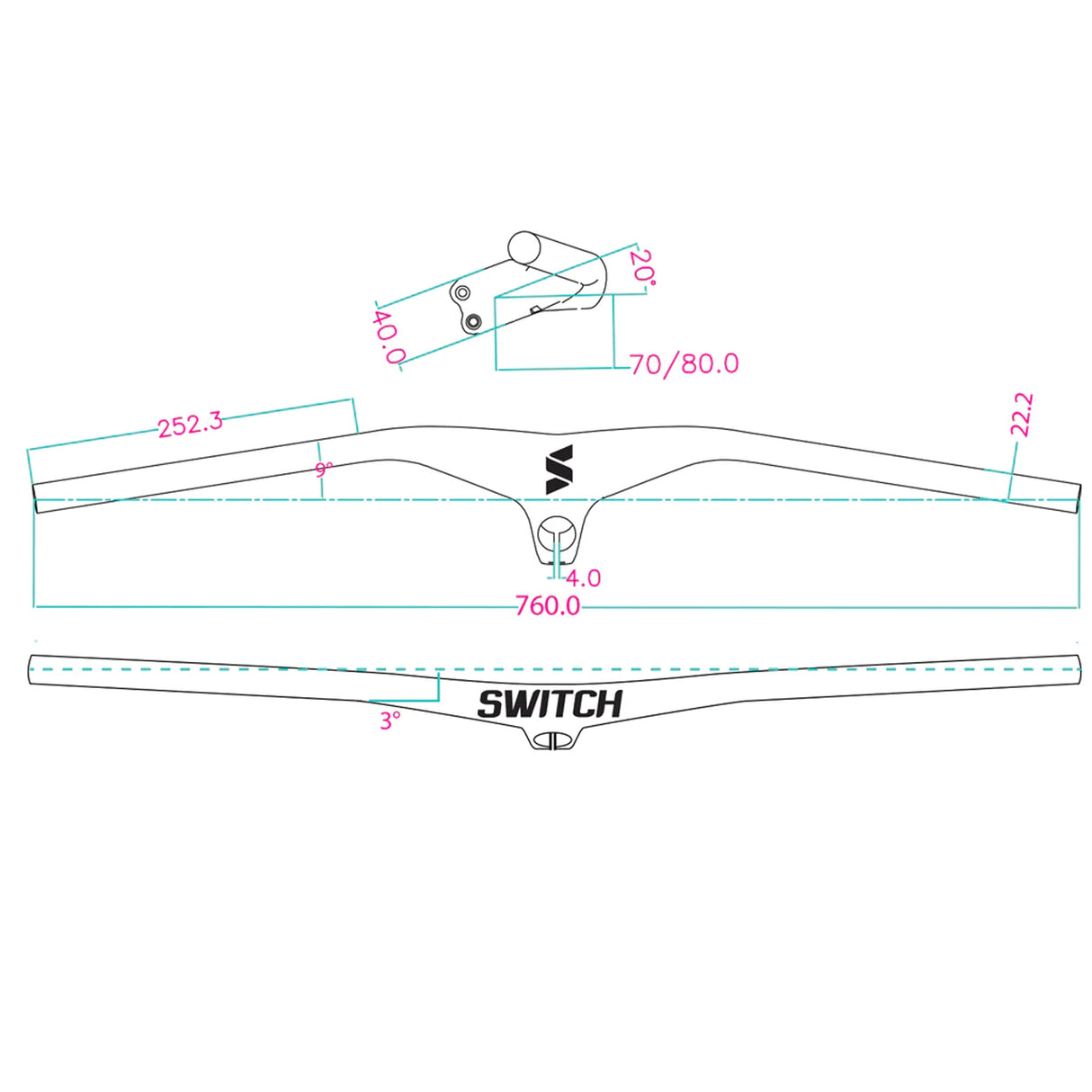 Manubrio integrato Switch Concorde - Nero - D