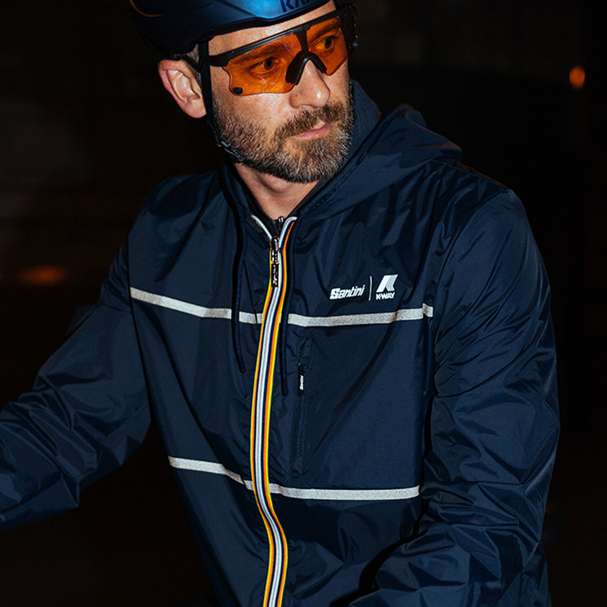 Giacca antivento reversibile Santini x K-WAY - Blu - A