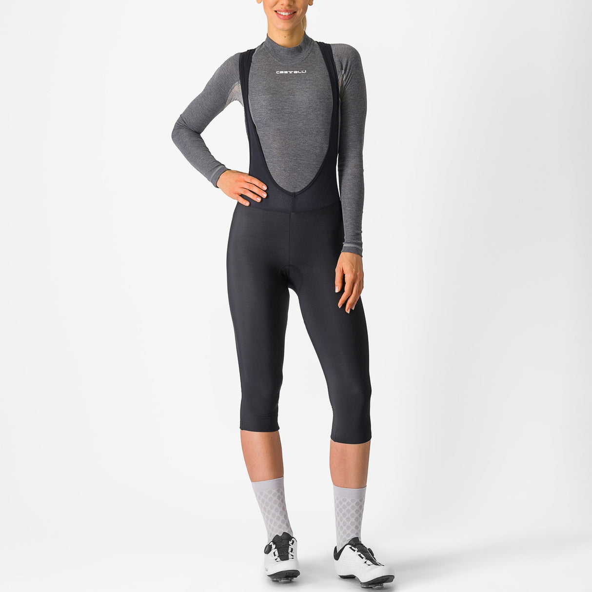 Bermuda donna con bretelle Castelli Entrata - Nero - O