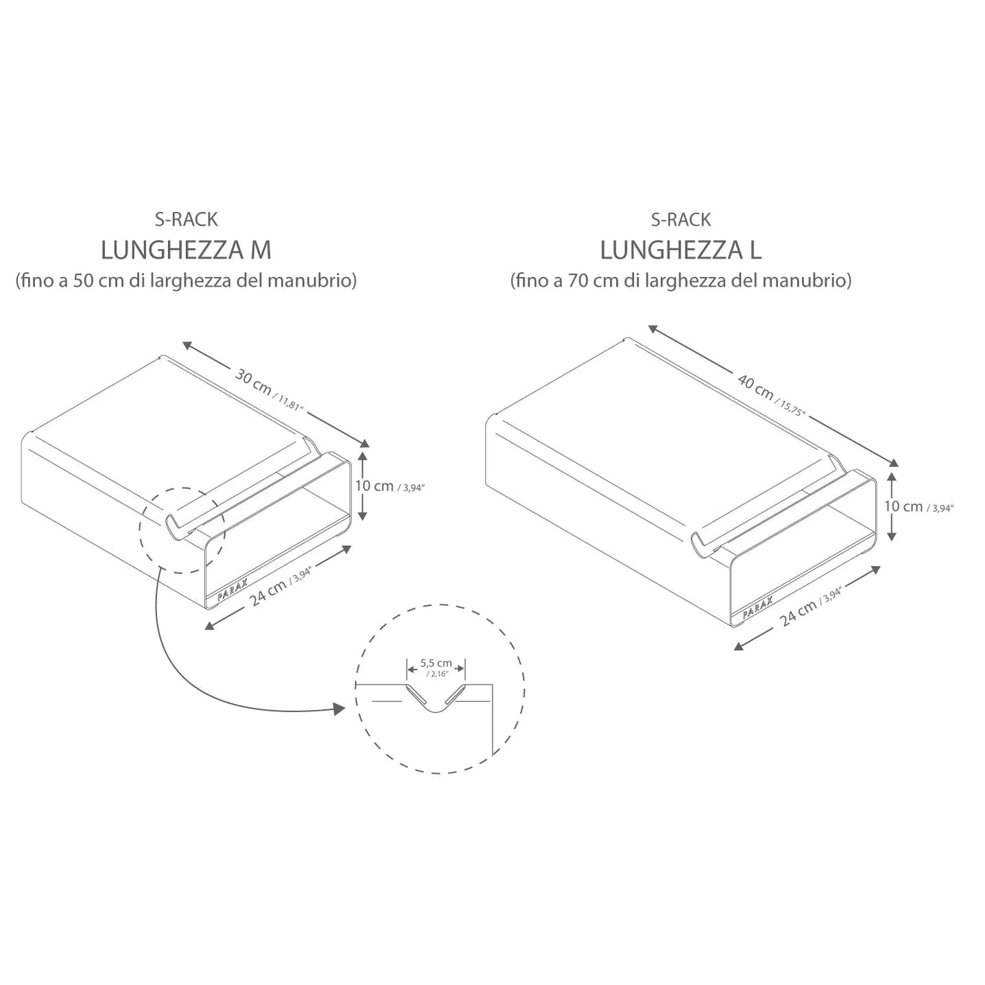 Appendibici parete Parax S-Rack L - Bianco Parax