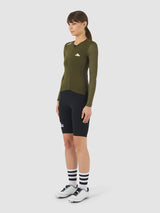 Maglia donna maniche lunghe Cafe du Cycliste Roxane - Verde - N