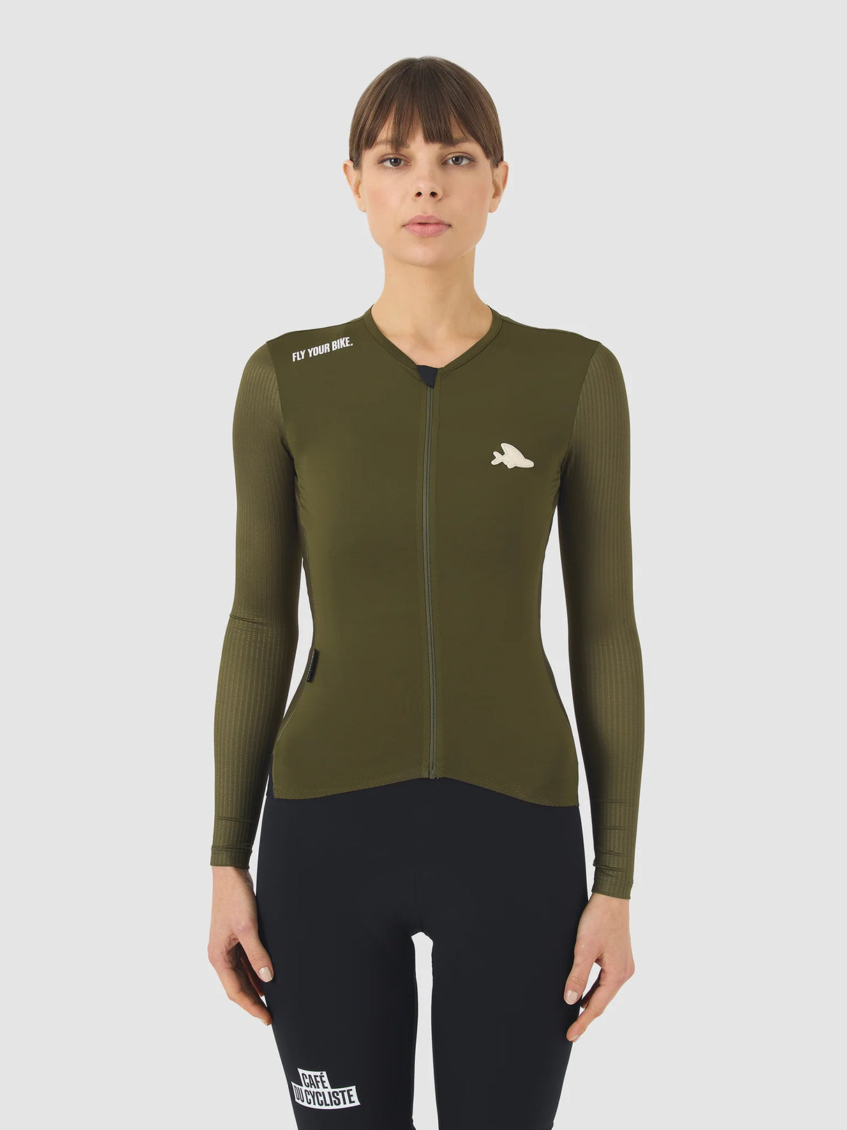 Maglia donna maniche lunghe Cafe du Cycliste Roxane - Verde - L