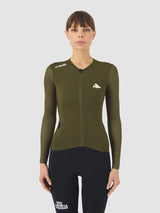 Maglia donna maniche lunghe Cafe du Cycliste Roxane - Verde - L