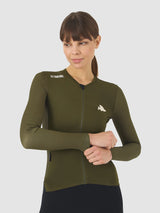 Maglia donna maniche lunghe Cafe du Cycliste Roxane - Verde - M