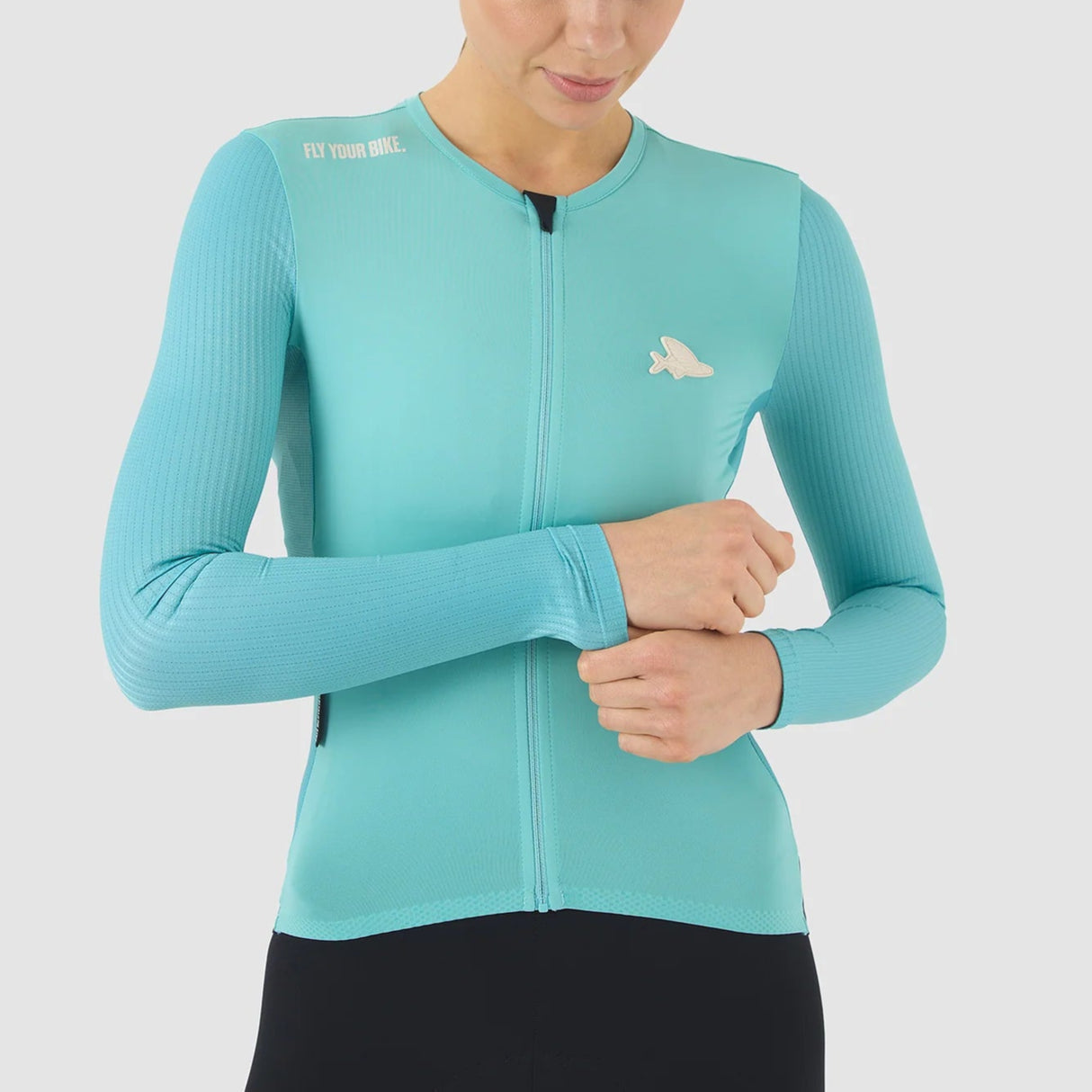 Maglia donna maniche lunghe Cafe du Cycliste Roxane - Azzurro - M