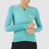 Maglia donna maniche lunghe Cafe du Cycliste Roxane - Azzurro - M