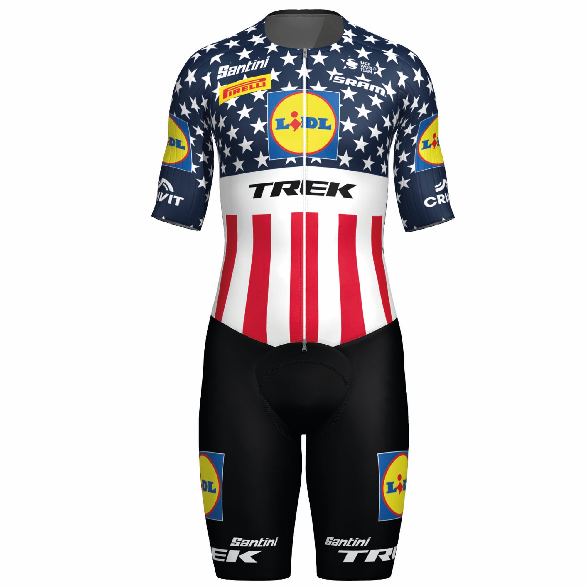 Santini Lidl Trek 2025 Aero Roadsuit - USA Champion | All4cycling