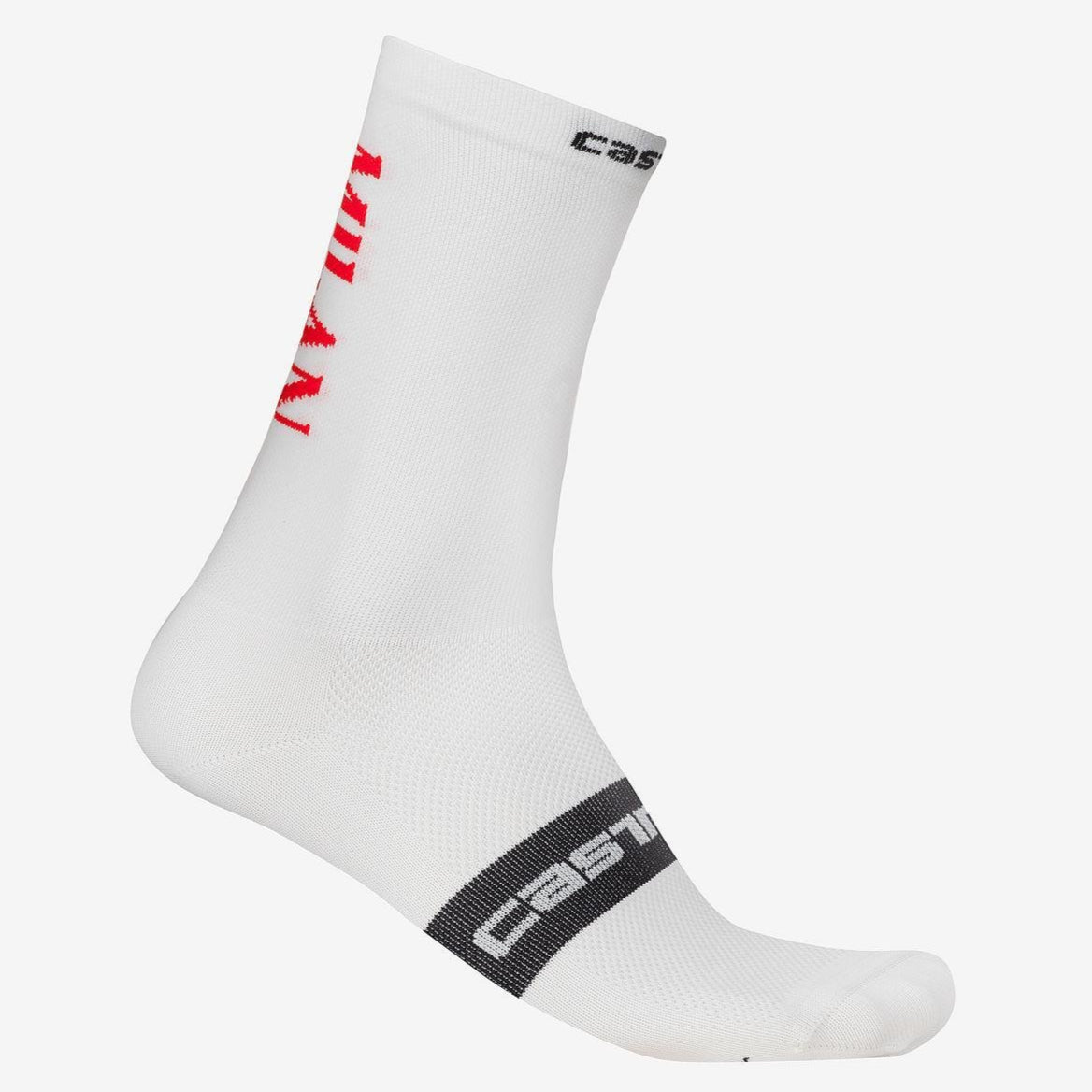 Calze Castelli x AC Milan Rosso Corsa Pro 18 - Bianco Castelli