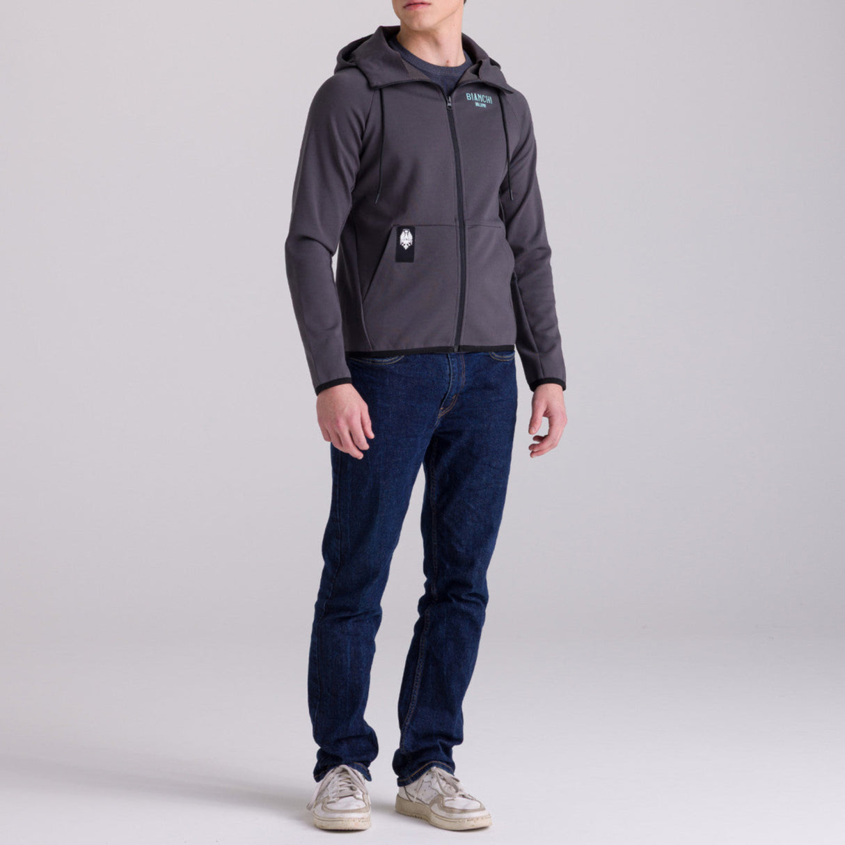 Felpa con cappuccio Bianchi Milano Fan - Grigio Santini