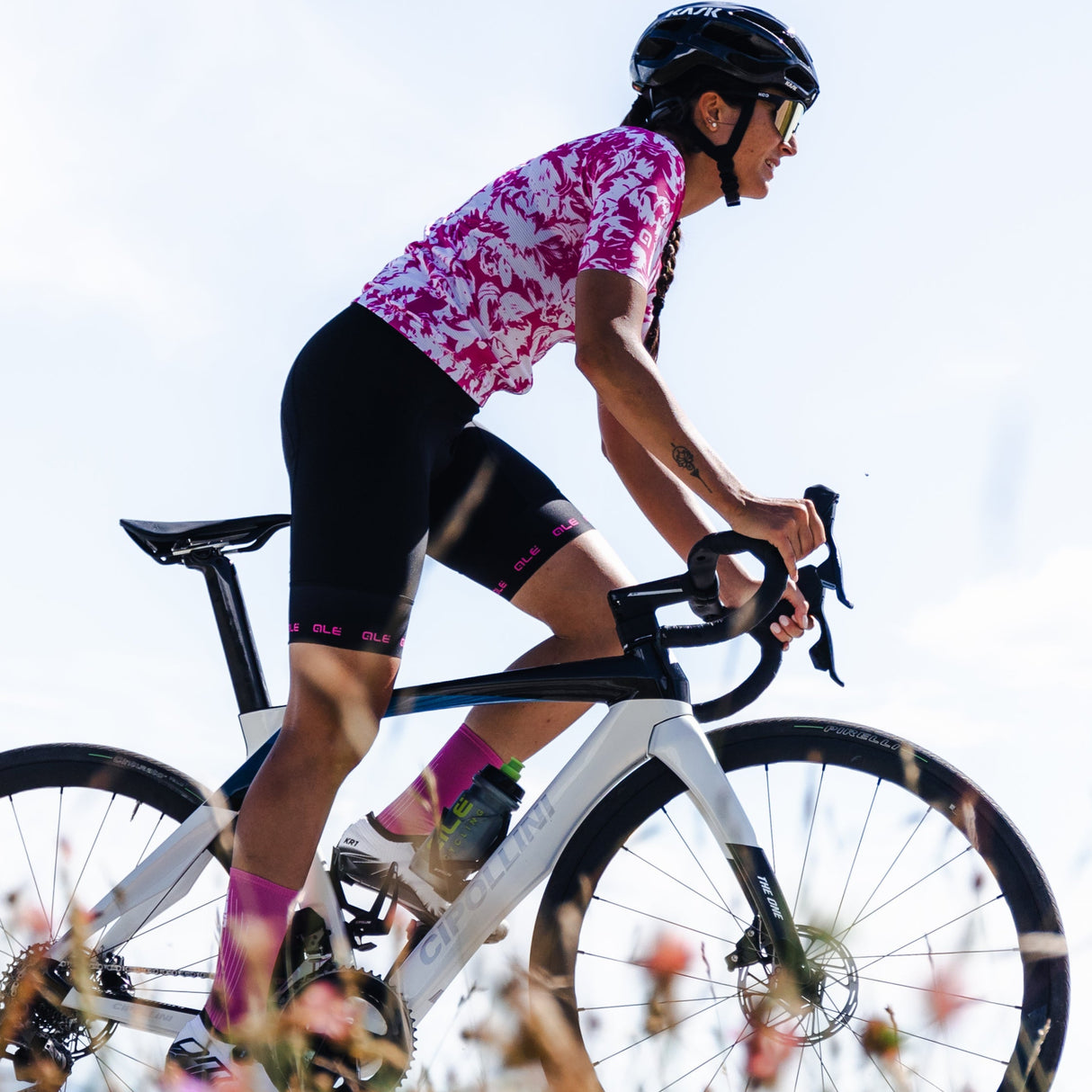 Pantaloncini donna Ale PR-E Strada 2.0 - Nero fucsia - B