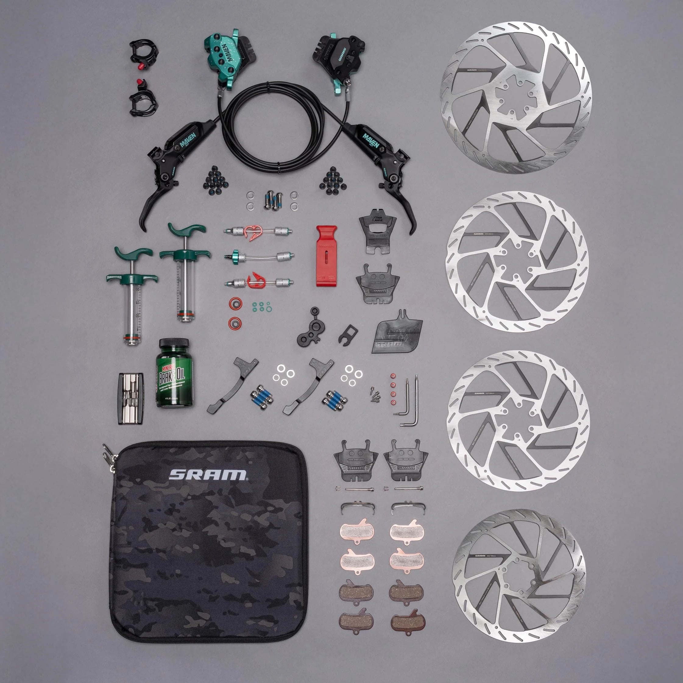 Sram Maven Ultimate Expert Hydraulic Disc Brake Kit Teal - Splatter