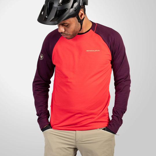 Maillot manches longues Endura Singletrack Fleece - Rouge violet 