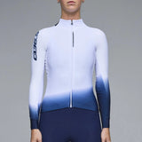 Maillot femme manches longues Q36.5 Gregarius Hybrid Collar Fade - Blanc