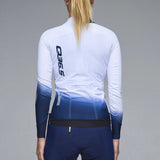 Maillot femme manches longues Q36.5 Gregarius Hybrid Collar Fade - Blanc