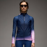 Maglia donna maniche lunghe Q36.5 Gregarius Hybrid Collar Fade - Blu Q36.5