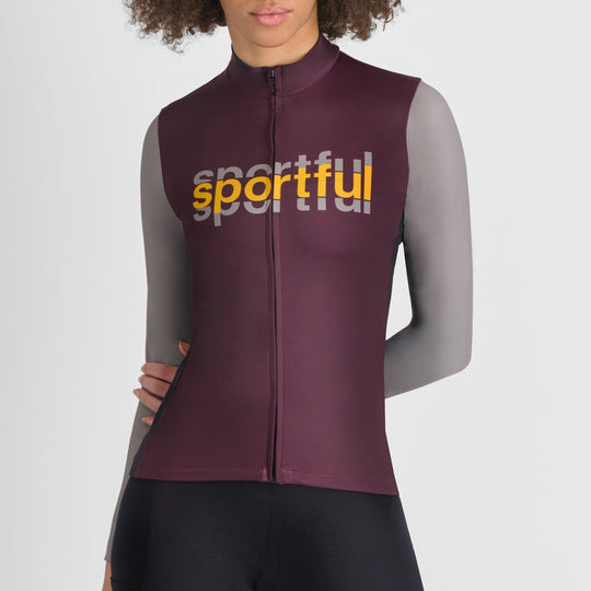 Maglia donna maniche lunghe Sportful Supergiara Logo - Bordeaux