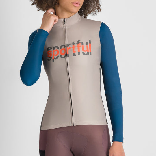 Maglia donna maniche lunghe Sportful Supergiara Logo - Beige