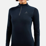 Maillot interior de mujer de manga larga Odlo Merino 200 Zip - Negro