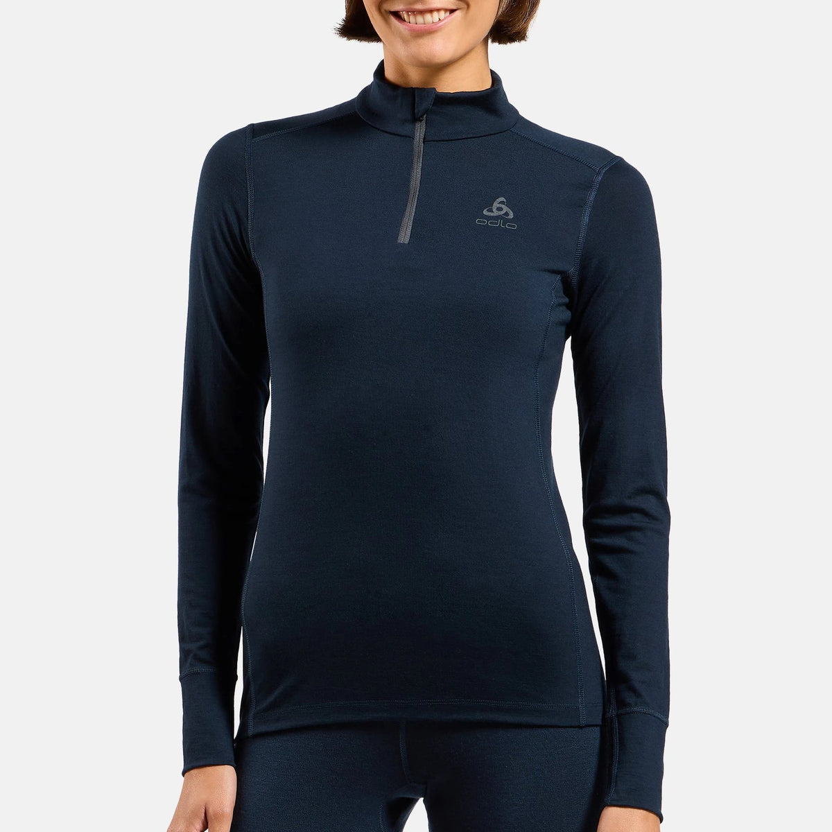 Maillot interior de mujer de manga larga Odlo Merino 200 Zip - Negro
