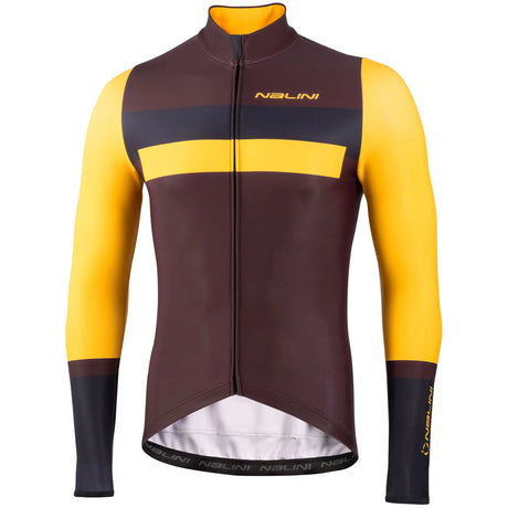Maglia maniche lunghe Nalini Stelvio - Bordeaux giallo Nalini