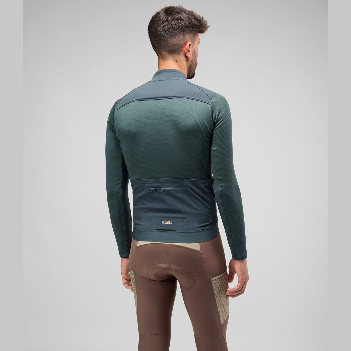 Maglia maniche lunghe Pedaled Odyssey Windblock Merino - Verde petrolio PEdALED