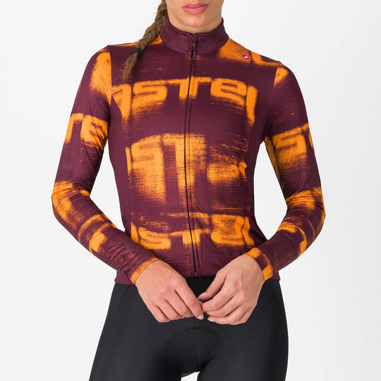 Maillot manches longues femme Castelli Blur Thermal - Bordeaux