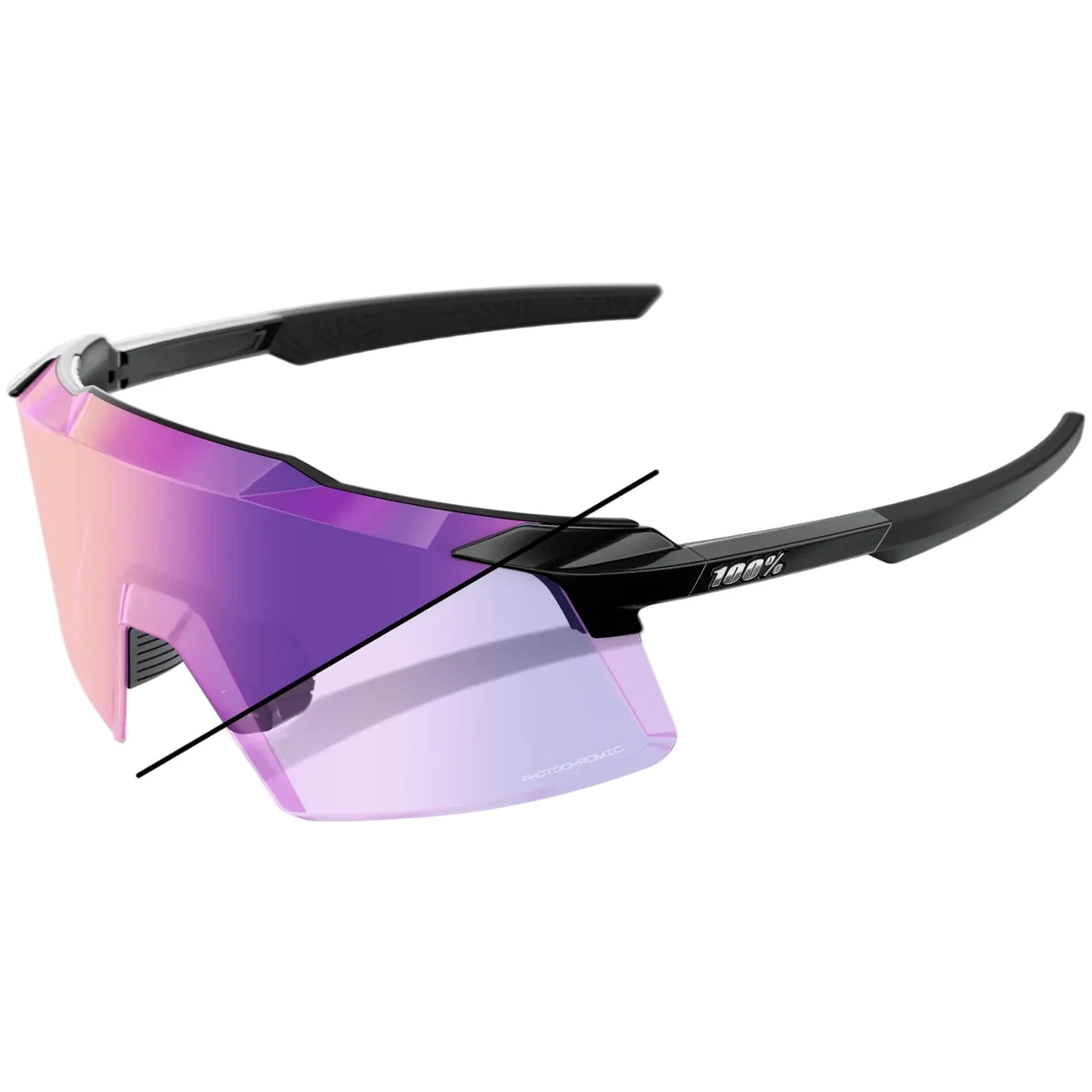 100% Aerocraft Glasses - Gloss Black Purple Mirror Photochromic