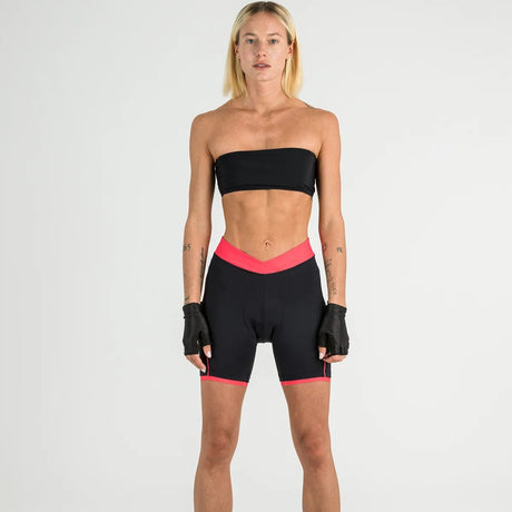 Pantaloncini donna Rh+ Pista - Nero rosa Zerorh