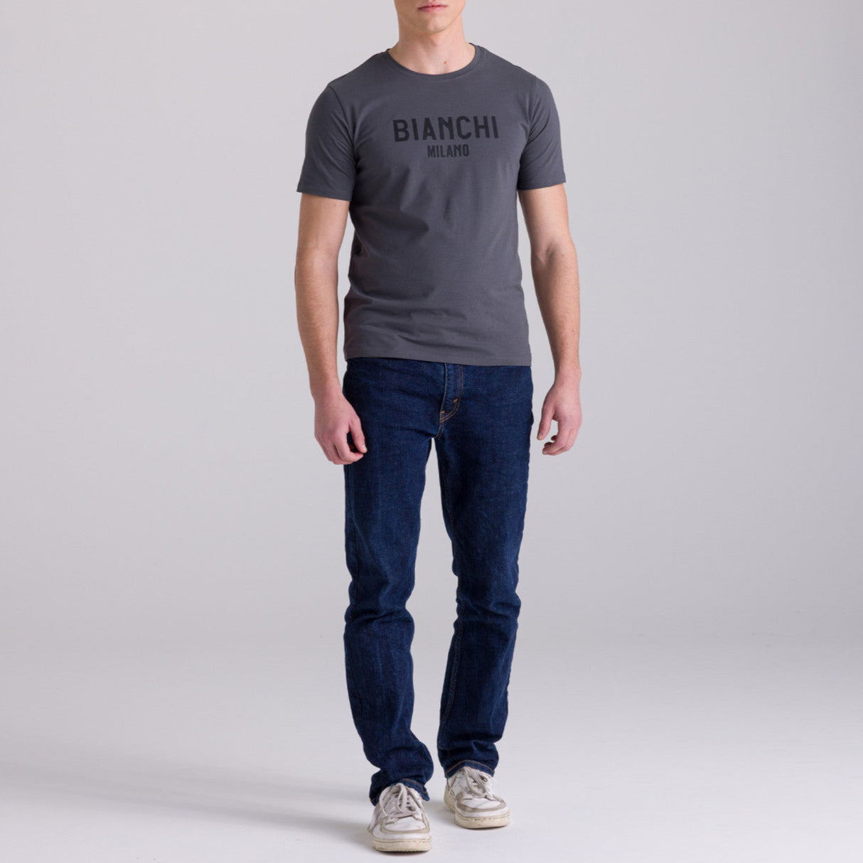 T-Shirt Bianchi Milano Fan - Grigio Santini