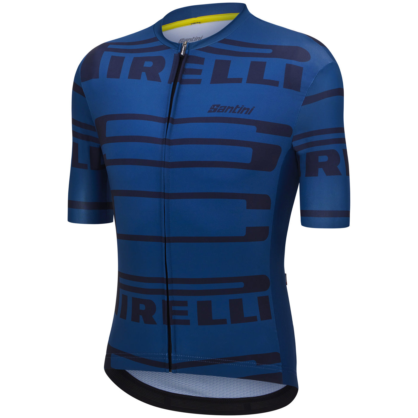 Maillot Cyclisme Manches Courtes Santini Pirelli - Tissu Léger, Protection UV50+, Triple Poche Arrière