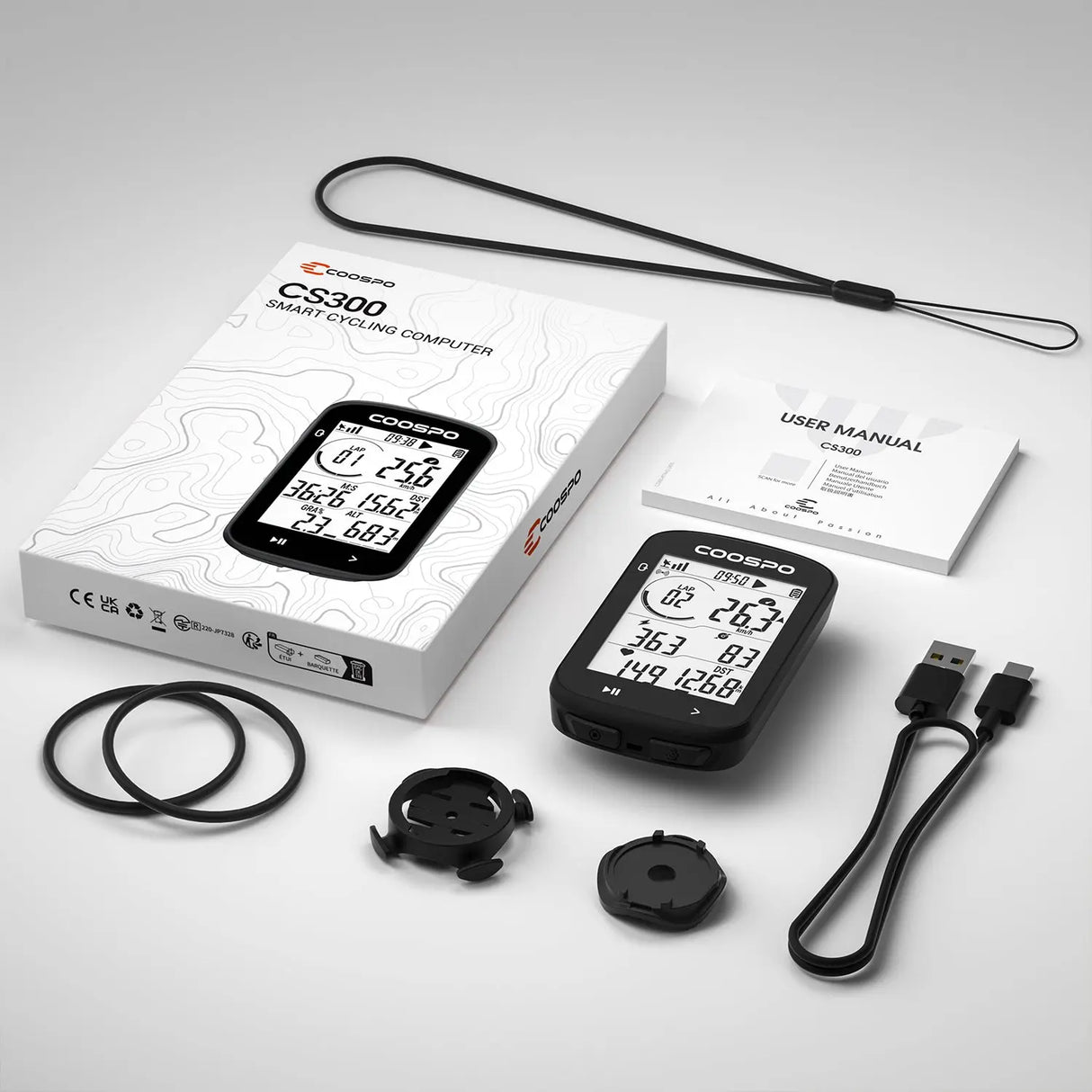 COOSPO GPS Cycling Computer CS300 - Black