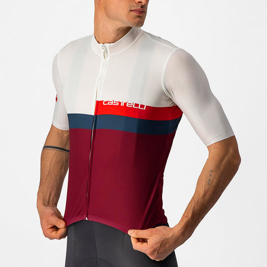 Maillot Castelli A Blocco - Blanco bordeaux