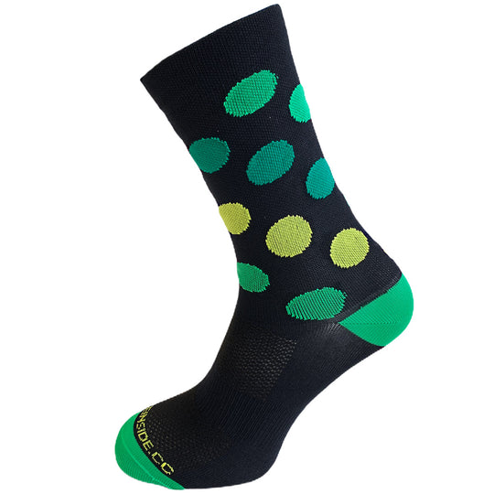 Chaussettes Bike Inside d�pareill� - Vert Pois