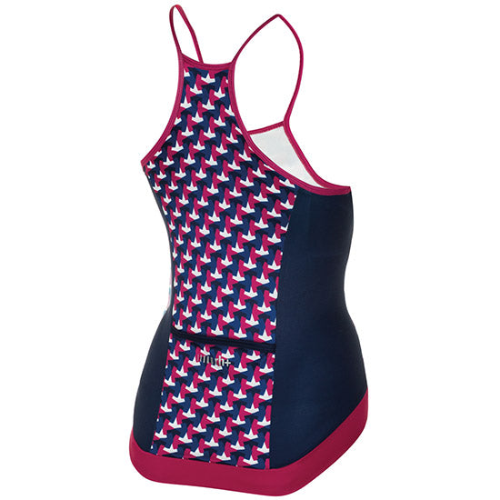 Top donna Rh+ Preppy - Fucsia blu bianco