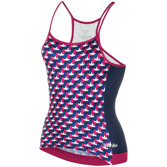 Top mujer Rh+ Preppy - Fucsia azul blanco